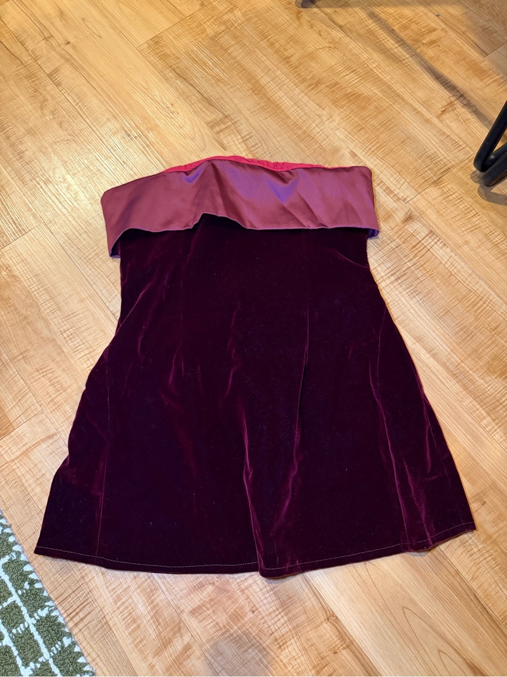 Strapless Velvet Dress in Deep Burgundy